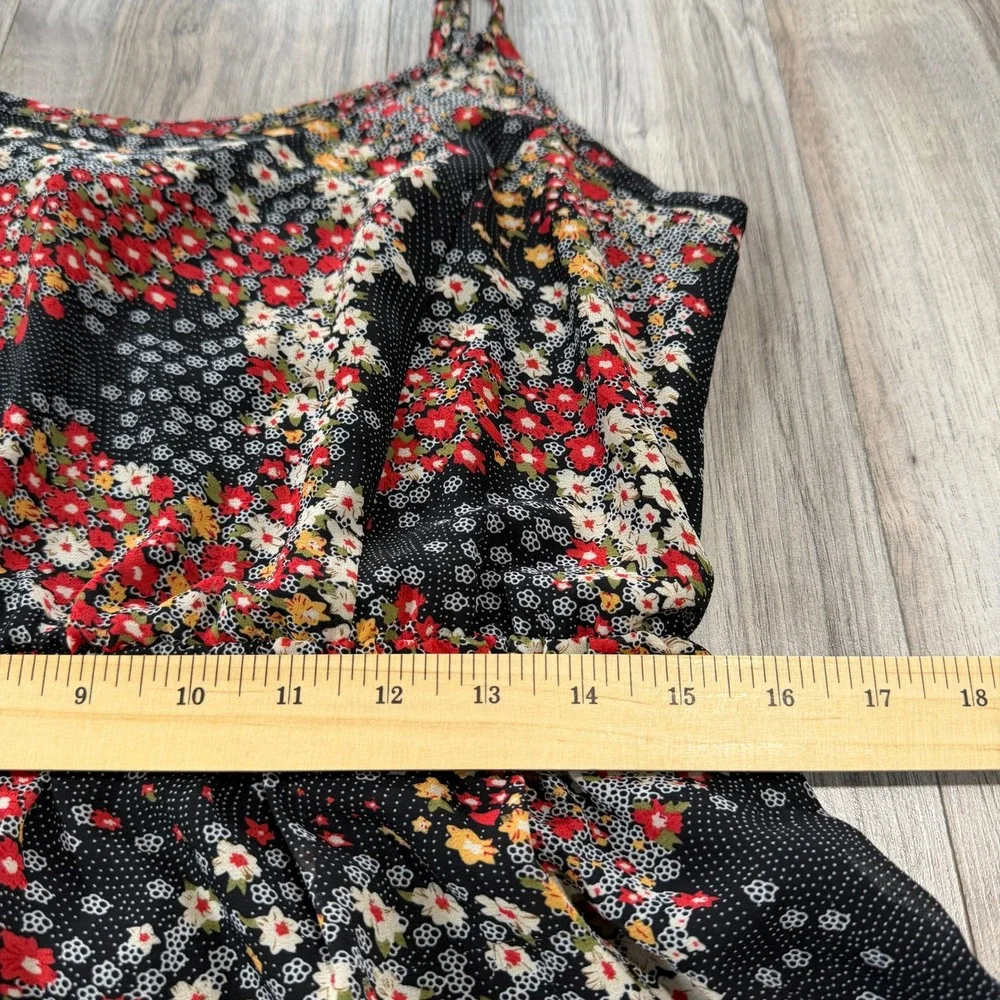 American Rag Dress Womens Large Black Floral Tiered Boho Spaghetti Strap Flowy - Picture 7 of 8